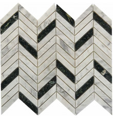 Каменная мозаика Pixmosaic Bianco carrara, Spider Green PIX287 28,6x30,7 см