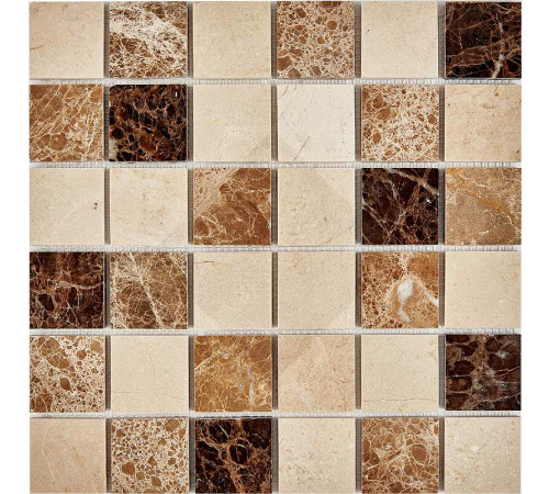 Каменная мозаика Pixmosaic Emperador Dark, light, Crema Nova PIX270 30,5x30,5 см