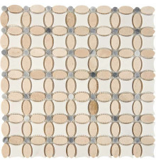 Каменная мозаика Pixmosaic Cream marfil, Thassos White, Athens grey PIX281 33,6x33,6 см