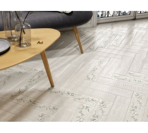 Керамогранит Kerama Marazzi Кантри Шик белый декорированный SG401600N 9,9х40,2 см