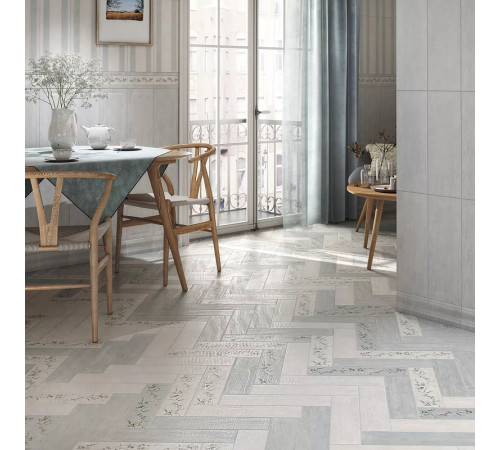 Керамогранит Kerama Marazzi Кантри Шик серый SG401800N декорированный 9,9х40,2 см