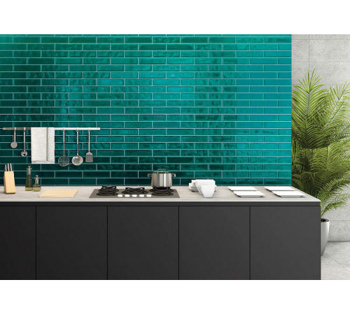 Керамическая плитка TAU Ceramica Maiolica Gloss Seagreen 02985-0004 настенная 7,5х30 см