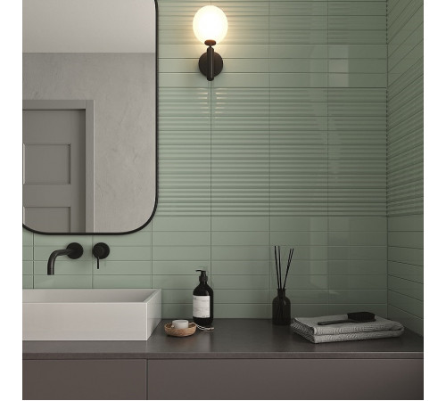 Керамическая плитка DNA Tiles Match Curved Sage Gloss настенная 6,25х25 см