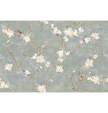 Керамическая плитка Marazzi Ragno Mixed Verde Decoro Fiori di Pesco Rett. 40x120 (A+B)  RC5L настенная 40х120 см