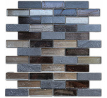 Мозаика Caramelle mosaic Naturelle 8 мм Alcantara Nero 26x29,8 см