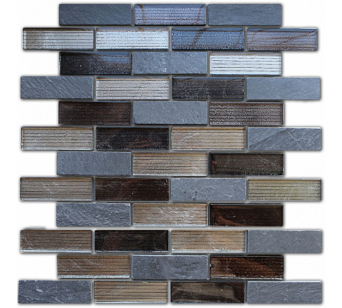 Мозаика Caramelle mosaic Naturelle 8 мм Alcantara Nero 26x29,8 см