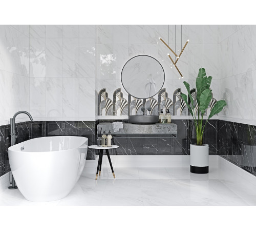 Керамическая плитка Gracia Ceramica Noir белая 01 настенная 25x60 см