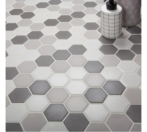 Керамическая мозаика StarMosaic Non-Slip Hexagon Small Grey Mix Antislip. JMT55221 28,2x32,5 см