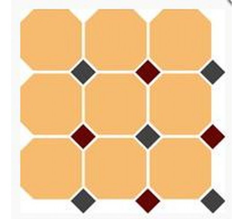 Керамогранит Top Cer Octagon New 4421 OCT20+14-B Ochre Yellow OCTAGON 21/Brick Red 20 + Black 14 Dots 30х30 см