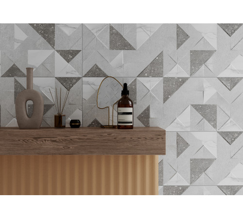 Керамическая плитка Gracia Ceramica Origami grey 03 010100001308 настенная 30x90 см