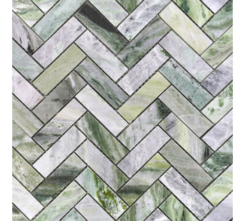 Мозаика Caramelle mosaic Pietrine 7 мм Onice Verde oliva POL fish 28,2x31,7 см