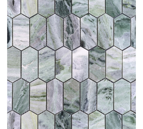 Мозаика Caramelle mosaic Pietrine Hexagonal Onice Verde oliva POL long hex 27,8x30,4 см