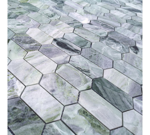 Мозаика Caramelle mosaic Pietrine Hexagonal Onice Verde oliva POL long hex 27,8x30,4 см