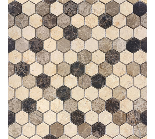 Мозаика Caramelle mosaic Pietrine Hexagonal Pietra Mix 1 MAT hex 28,5x30,5 см