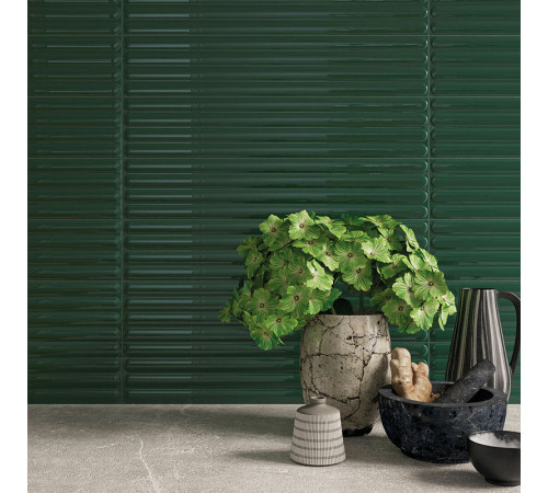 Керамическая плитка DNA Tiles Plinto Out Green Gloss 78803294 настенная 10,7х54,2 см