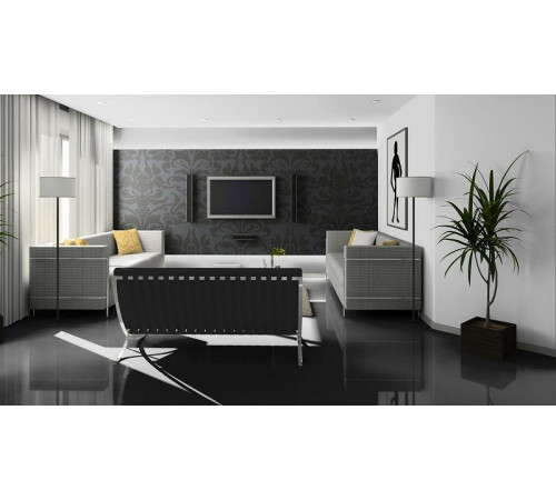 Ламинат Falquon Quadro QU190  Schwarz Black глянец 610х610х8 мм