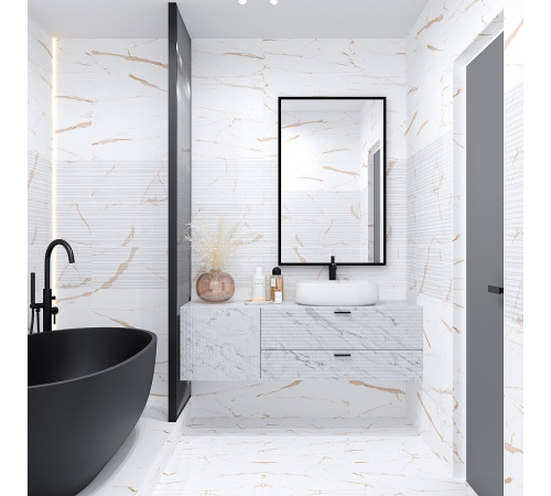 Керамическая плитка Eurotile (Rus) Statuario Gold Decor настенная 30х60 см