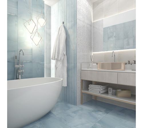 Керамическая плитка Gracia Ceramica Stazia blue голубой 02 настенная 30x90 см