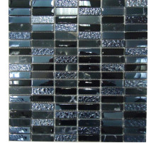 Мозаика Bonaparte Стеклянная с камнем Super Line (black) 30х30 см