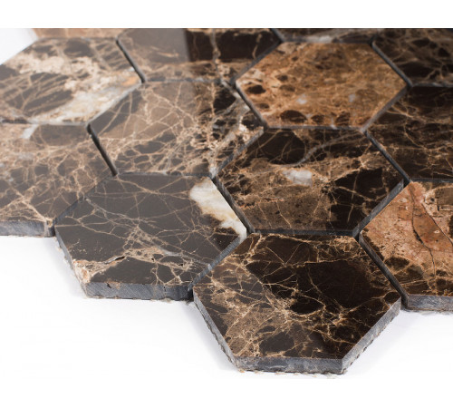 Керамическая мозаика StarMosaic Wild Stone Hexagon Dark Emperador Polished JMST6303P 26,0x28,2 см