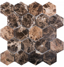 Керамическая мозаика StarMosaic Wild Stone Hexagon Dark Emperador Polished JMST6303P 26,0x28,2 см