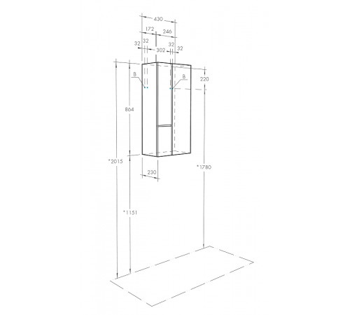 Подвесной шкаф Aquaton Мишель 43 1A243903MIX30 Дуб фьорд Дуб рустикальный