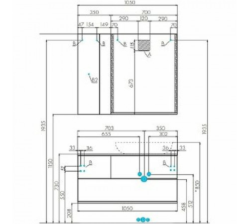 Тумба с раковиной Aquaton Терра 105 1A2469K2TEKA0 подвесная Дуб кантри Антрацит