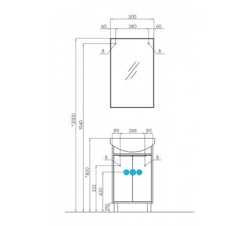 Зеркало Aquaton Рико 50 1A216302RI010 Белое