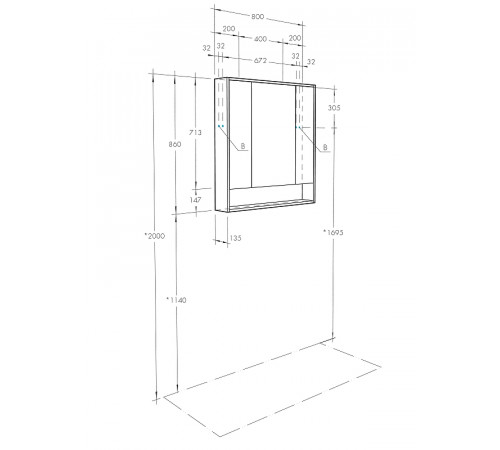 Зеркальный шкаф Aquaton Рико 80 1A215302RIB90 Белый Ясень фабрик