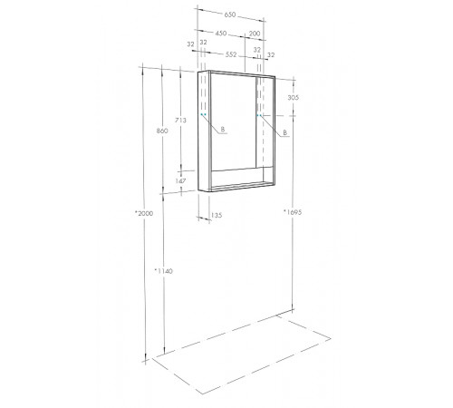 Зеркальный шкаф Aquaton Рико 65 1A215202RIB90 Белый Ясень фабрик