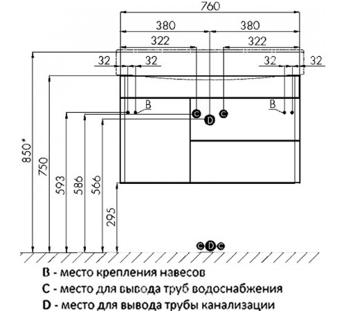 Тумба под раковину Aquaton Беверли 80 1A235501BV010 подвесная Белый глянец