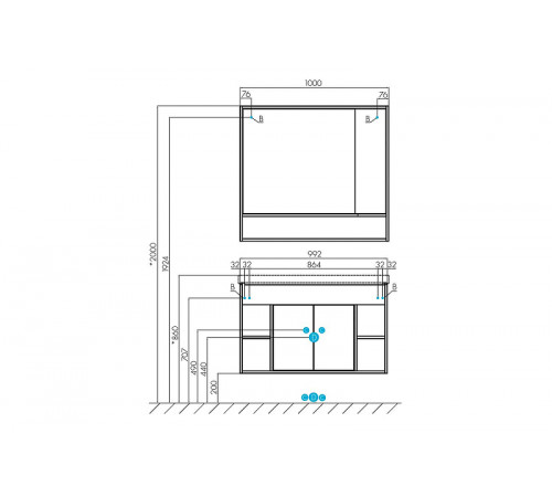 Зеркало со шкафом Aquaton Флай 100 1A237802FAX10 Белый Дуб крафт