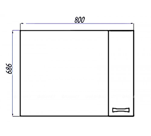 Зеркало со шкафом Aquaton Диор 80 R 1A168002DR01R с подсветкой Белое