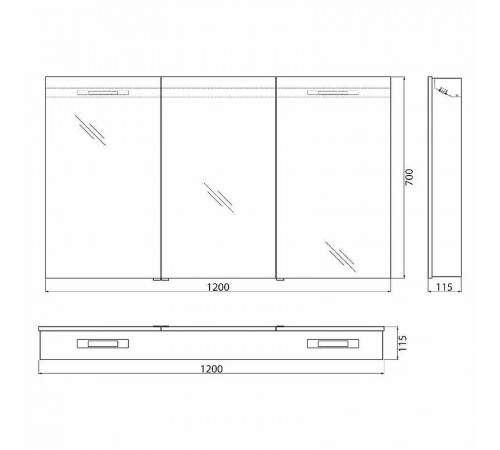 Зеркальный шкаф BelBagno 120 SPC-3A-DL-BL-1200 с подсветкой Сатин