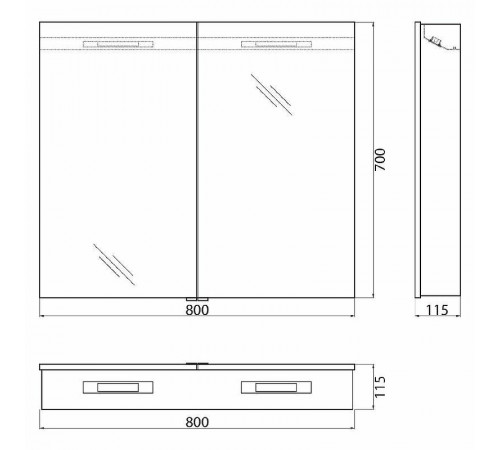 Зеркальный шкаф BelBagno 80 SPC-2A-DL-BL-800 с подсветкой Сатин