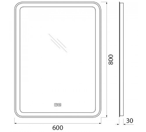 Зеркало BelBagno SPC-MAR-600-800-LED-TCH-WARM с подсветкой с подогревом с сенсорным выключателем