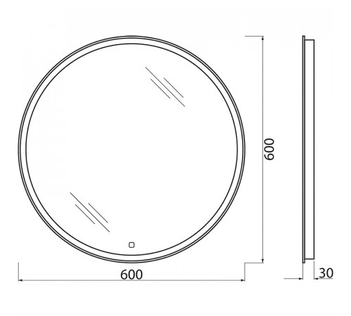 Зеркало BelBagno SPC-RNG-600-LED-TCH с подсветкой с сенсорным выключателем
