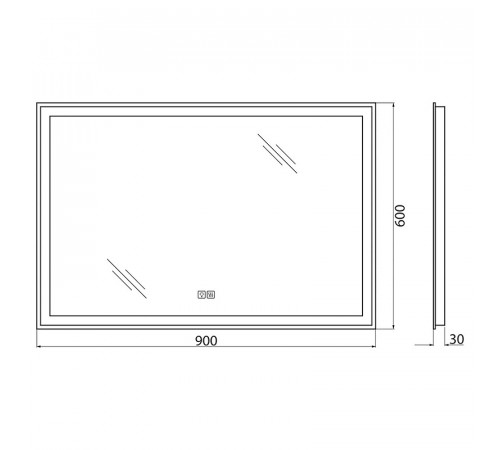 Зеркало BelBagno SPC-GRT-900-600-LED-TCH-WARM с подсветкой с подогревом с сенсорным выключателем