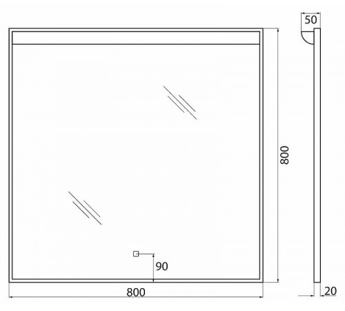 Зеркало BelBagno SPC 80 SPC-UNO-800-800-TCH с подсветкой с сенсорным выключателем