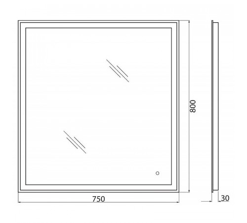 Зеркало BelBagno SPC-GRT-750-800-LED-TCH с подсветкой с сенсорным выключателем