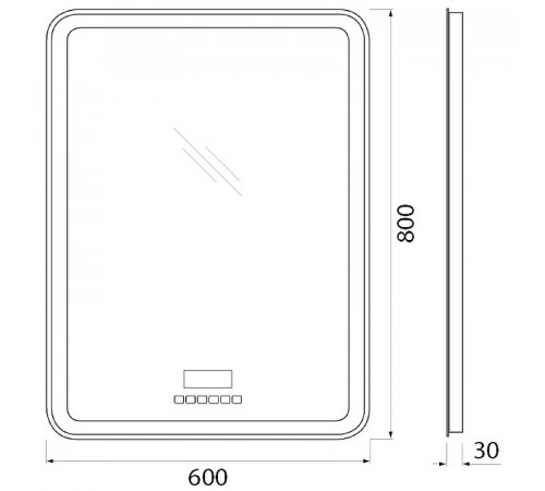 Зеркало BelBagno SPC-MAR-600-800-LED-TCH-RAD с подсветкой с сенсорным выключателем с bluetooth с термометром с радио