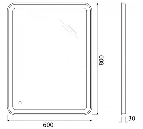 Зеркало BelBagno 60 SPC-MAR-600-800-LED-TCH с подсветкой с сенсорным выключателем