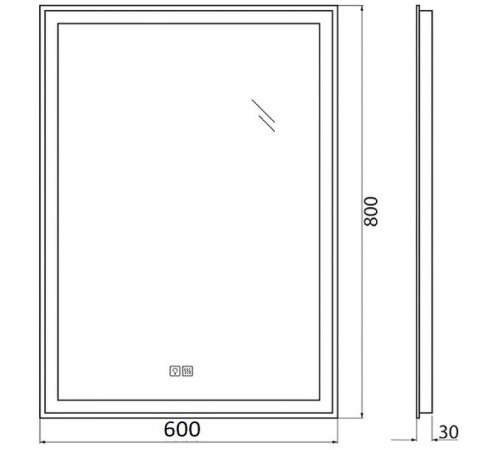 Зеркало BelBagno SPC-GRT-600-800-LED-TCH-WARM с подсветкой с подогревом с сенсорным выключателем