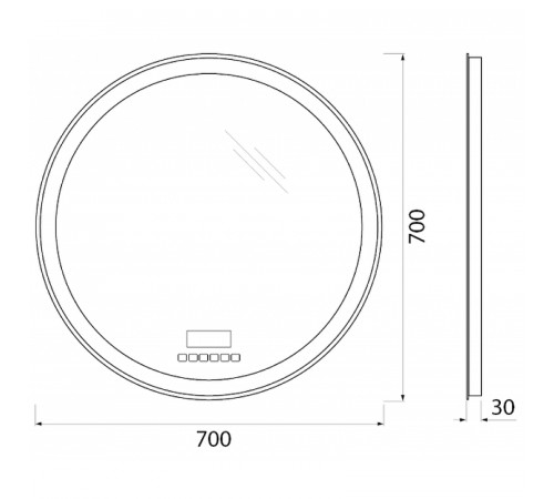 Зеркало BelBagno SPC-RNG-700-LED-TCH-RAD с подсветкой с сенсорным выключателем с bluetooth с термометром с радио