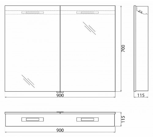 Зеркальный шкаф BelBagno SPC 90 SPC-2A-DL-BL-900 с подсветкой Белый