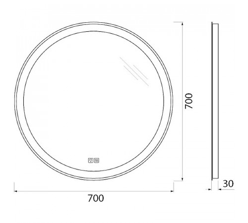 Зеркало BelBagno SPC-RNG-700-LED-TCH-WARM с подсветкой с подогревом с сенсорным выключателем