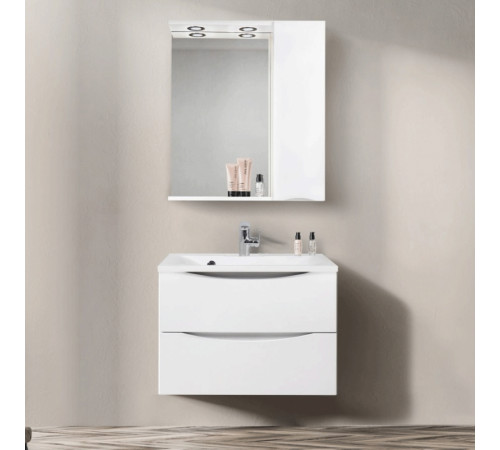 Зеркало со шкафом BelBagno MARINO-SPC-600/750-1A-BL-P-R 60 с подсветкой Bianco Lucido