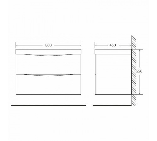 Тумба под раковину BelBagno Marino 80 MARINO-800-2C-SO-WO-P подвесная Rovere Bianco