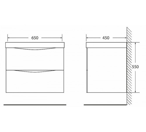 Тумба под раковину BelBagno Marino 65 MARINO-650-2C-SO-RG-P подвесная Rovere Grigio