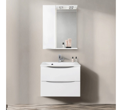 Зеркало со шкафом BelBagno MARINO-SPC-600/750-1A-BL-P-L 60 с подсветкой Bianco Lucido